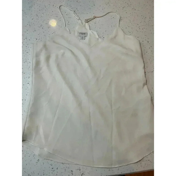 J CREW scalloped spaghetti strap tank top white size 00 - Picture 1 of 5